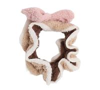 VOCOSTE Cute Plush Washing Face Knot Bow Headwrap for Women 8.27"x2.76" Brown Pink 1 Pc