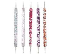 VOCOSTE Double Ended Nail Art Pen, 5 Pcs Faux Crystal Handle Nail Design Tools Kit Nail Dotting Pens