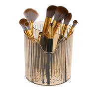 VOCOSTE Makeup Brush Cup, 4 Slot Makeup Brush Holder, for Vanity Clear Brown