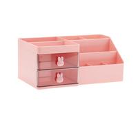 VOCOSTE Makeup Organizer W/ 2 Drawer 8 Grids for Brushes Lotions Pink