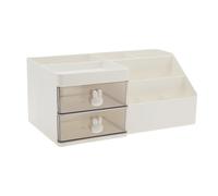 VOCOSTE Makeup Organizer W/ 2 Drawer 8 Grids for Brushes Lotions White