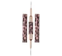 VOCOSTE Nail Art Brushes, Double Ended Nail Art Brush, Gel Polish Nail Art Design Liner Pen Painting Tools for Home DIY Manicure Leopard Print