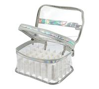 VOCOSTE Nail Polish Bag, Carrying Case Holds 35 Bottles, Silver Tone