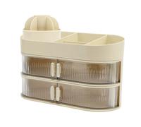VOCOSTE Rotating Makeup Organizer, Three-Layer Cosmetic Storage Box, Beige