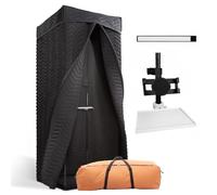Voctent Portable Vocal Booth - Studio Grade Echo-Free Recording Booth for Voiceover, Podcast & Singing, Home Studio/Sound Isolation Booth with Light & Travel Bag (ZIGZAG-BLK, L)