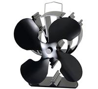 VODA 4-Blade Heat Powered Stove Fan for Wood/Log Burner/Fireplace Increases 80% More Warm Air than 2 Blade Fan Black