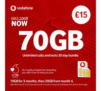 Vodafone 70GB Pay As You Go SIM Card, Unlimited Ca