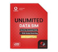 Vodafone Global Data SIM - 25GB Europe & USA Roaming + Unlimited UK Data - Preloaded for 1 Month - 1 Working Day Activation - For Phones & WiFi Routers