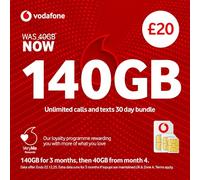 Vodafone Pay As You Go SIM Card, Unlimited Calls and Texts, 30 Day Bundle (£20)