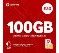 Vodafone Pay As You Go SIM Card, Unlimited Calls and Texts, 30 Day Bundle (£30)