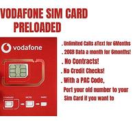 Vodafone Sim Card Preloaded with 20GB Data Unlimited Calls and Texts for 6 Months. No Contracts, No Commitments, No Credit Checks, No Tie-ins, No Personal ID