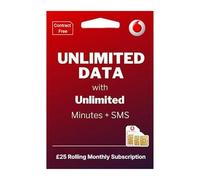 Vodafone Sim Card - Prepaid Rolling Unlimited Data SIM for 30 days - £25.00 monthly - Activate via QR code - No Credit Check (Vodafone)