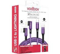 VODBOV Cable USB-C to Lightning 90 Degree 2Pack 10ft 6ft iPhone Charger Fast Charging Cable Right Angle Cord (Cosmos Purple)