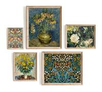 Vodefoad William Morris Prints Set of 5, Vintage Eclectic Flower Gallery Wall Art, Vibrant antique paintings, Still life wall art, Famous Artist Paintings Impressionist Museum Gallery Exhibition for