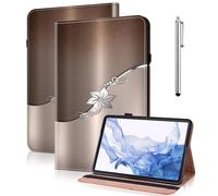 VODEFOX Case for iPad Pro 12.9 2022/2021/2020/2018, PU Leather Tablet Cases Flip Folio Multi-Angle Viewing Stand Protective Cover for iPad Pro 12.9" 6th Gen/5th Gen/4th Gen/3rd Gen - Silver Flower