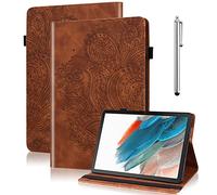 VODEFOX Case for Lenovo Tab M11,PU Leather Flip Embossed Flower Stand Case Cover with Card Solt Protective Cover for Lenovo Tab M11 Tablet 11 inch 2024 Released - Brown