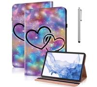 VODEFOX Case for Samsung Galaxy Tab S6 10.5" 2019 (SM-T860/T865/T867),PU Leather Folio Flip Stand Wallet Case with Elastic Band for Galaxy Tab S6 10.5" - Two Hearts