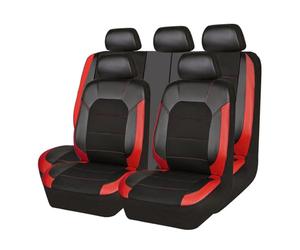 VODHXA Car Seat Covers Full Set for Hyundai Kona EV 2019 2020 2021 2022 2023, PU Leather Seat Covers, Front and Rear Seat Protectors, Waterproof & Non-Slip, Car Interior Accessories,D Black Red