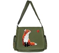 VODIU Personalized Pattern Messenger Bag Cute Canvas Crossbody Bags for Women/Men Shoulder Handbags Hobo Purses with Pockets, Red Fox, M