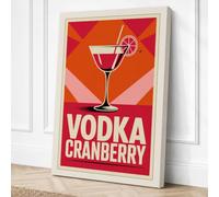 Vodka Cranberry Poster Retro Canvas Wall Art Print 18x12 Inch | Ready to Hang, Gallery Wrapped, Fade-Resistant Inks, Securely Packaged, UK Made