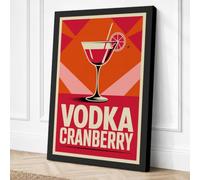 Vodka Cranberry Poster Retro Canvas Wall Art Print 18x12 Inch | Ready to Hang, Gallery Wrapped, Fade-Resistant Inks, Securely Packaged, UK Made