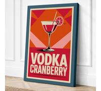 Vodka Cranberry Poster Retro Canvas Wall Art Print 18x12 Inch | Ready to Hang, Gallery Wrapped, Fade-Resistant Inks, Securely Packaged, UK Made