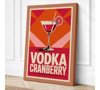 Vodka Cranberry Poster Retro Canvas Wall Art Print 36x24 Inch | Ready to Hang, Gallery Wrapped, Fade-Resistant Inks, Securely Packaged, UK Made