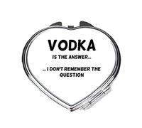 Vodka is the answer. I don't remember the question folding compact pocket mirror - silver heart shape