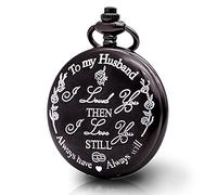 Vodock to My Husband Pocket Watch,Engraved Pocket Watch for Husband from Wife Gifts (Black)