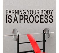 VODOE Earning Your Body is a Process Wall Stickers Motivational Gym Quotes Wall Decals Inspirational Yoga Exercise Sports Positive Fitness Garage Art Vinyl Wall Decor 35"X9.8"