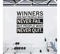 VODOE Winners are Not People Who Never Fail But People Who Never Quit Wall Decals Office Gym Wall Stickers Inspirational Motivational Quotes Wall Art Decals Vinyl Positive Garage Wall Decor 24"X20"