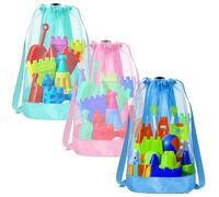 Vodolo Beach Toy Bag,Mesh Travel Sand Toys Backpack for Sandbox Buckets,Beach Vacation Essentials for Kids,Shell Collecting Bag Shelling Tools,Beach Must Haves Sand Box Toys Seashell Bags, clear or
