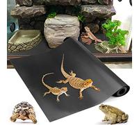 Vodolo Bearded Dragon Tank Accessories, Reptile Terrarium Carpet Substrate for Leopard Gecko, Lizard, Iguana, Snake, Tortoise, Non-Adhesive Reptile Habitat Bedding(Black 118inch)