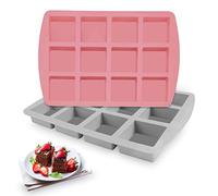 Vodolo Brownie Pan,2Pcs Nonstick Silicone Bite Size Brownie Pan with Dividers,12 Cavity All Edges Brownie Pan,Non Stick Cake Baking Mold