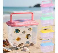Vodolo Catch and Release Beach Aquarium,4Pcs Fish Transport Container,Fun Travel Portable Fish Tank,Plastic Clear Fish Bucket,Beach Vacation Essentials for Kids,Beach Must Haves Crab Catching Kit