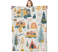 VODRM Adventure Camping Blanket Outdoor Camper Picnic Throw Blankets Gifts for Girls Adults Lightweight Soft Fleece Cozy for Sofa Couch Bed Room Travel Birthday Party Decor 60x80in
