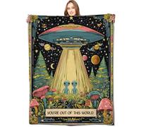 VODRM Alien & UFO Blanket Space Throw Blankets with Colorful Mushroom, Planet & Star,Birthday Gifts for Kids Adult & Sci-Fi Lovers,Lightweight Soft Fleece,for Sofa Couch Bed Room Decor 60x80in