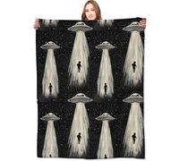 VODRM Alien & UFO Blanket Space Throw Blankets with Mysteriou Silhouette & Spaceship,Birthday Gifts for Kids Adult & Sci-Fi Lovers,Lightweight Soft Fleece,For Sofa Couch Bed Room Decor 50x60in