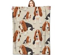 VODRM Basset Hound Blanket Cute Puppy Dog Throw Blankets,Gifts for Kids Adult Women Men,Lightweight Soft Fleece,Pet Lovers,Sofa Couch Bed Room Modern Decor 50x60in