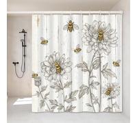 VODRM Bee Shower Curtain - 72x72 Inch Bumble Floral Bathroom Decor with 12 Hooks-Cute Sketch Bees Waterproof Polyester Curtains - Modern Home Bedroom Decor Gifts Teen Adults
