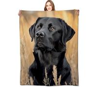 VODRM Black Lab Portrait Blanket,60x80in,Stunning Labrador Natural Field Throw Blankets,Gifts for Men Women & Dog Lovers, Lightweight Soft Fleece Cozy,for Sofa Couch Bed Room Rustic Decor