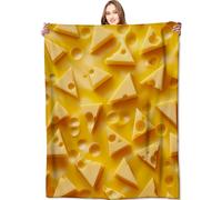 VODRM Cheese Slice Blanket Fun and Whimsical Throw Blankets,Birthday Gifts for Kids Girls Women,Lightweight Soft Fleece,Sweet Food Lovers,Sofa Couch Bed Room Modern Decor 50x60in