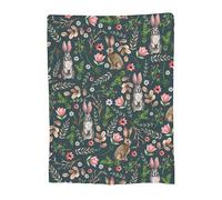 VODRM Cute Bunny Blanket Kawaii Rabbit Floral Flower Throw Blankets Gifts for Kids Adults Lightweight Soft Fleece Cozy for Sofa Couch Bed Room Travel Party Christmas Decor 60x80in