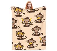VODRM Cute Monkey and Banana Blanket Gifts for Adults or Kids for Living Room Bedding Couch Soft Warm Lightweight Cozy Funny Animal Wildlife Throw Blankets Christmas Decor 50x60in All Seasons