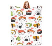 VODRM Cute Sushi Blanket Japanese Food Kawaii Sushis Roll and Love Throw Blankets Gifts for Kids Adults Lightweight Soft Fleece Cozy for Sofa Couch Bed Room Birthday Decor 40x50in