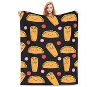 VODRM Cute Taco Throw Blanket Gifts for Kids Adults Soft Warm Lightweight Cozy Cmexican Burritos and Tacos Blankets for Bed Room Sofa Couch Decor Funny Faces Doodle Cartoon Throws 40x50in
