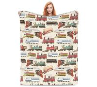 VODRM Cute Train Blanket Gifts for Kids Boys for Bed Living Room Bedding Couch Soft Lightweight Warm Cozy Funny Trains Car Throw Blankets Birthday Decor 50x60in All Seasons