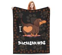VODRM Dachshund Blanket Gifts for Kids Adults I Love Dachshunds Soft Warm Lightweight Cozy Wiener Dog Animal Throw Blankets for Bed Living Room Sofa Couch Birthday Decor 40x50in
