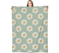 VODRM Daisy Blanket Butterfly White Floral Pattern on Mint Green Throw Blankets Gifts for Girls Women Lightweight Soft Fleece Cozy for Sofa Couch Bed Room Birthday Boho Spring Decor 50x60in