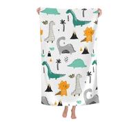 VODRM Dinosaur Beach Towel 32x52in Microfiber Quick Dry Bath Cute Cartoon Dino Big Towels Soft Lightweight Pool Animal Oversized Towels Sand Free Travel Swimming Decor Gift for Kids Adults